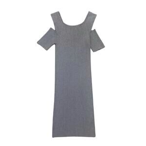 Rehab Gray Cold Shoulder Bodycon Ribbed Dress Medium Short Dress Grey Minimalist